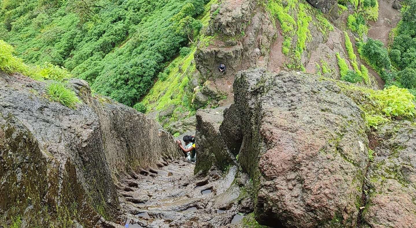 Vertically Inclined steps Of Harihar Fort